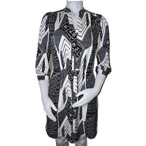 Diane Von Furstenberg Freya Dress Womens 2 Black Ethnic Print Silk Drawstring